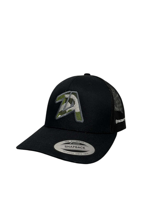 ZEZE ATTIRE ‘ZA’ CAMO CAP (BLACK)